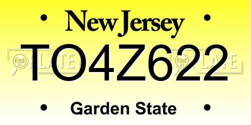 TO4Z622 New Jersey License Plate
