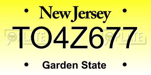 TO4Z677 New Jersey License Plate