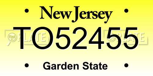 TO52455 New Jersey License Plate