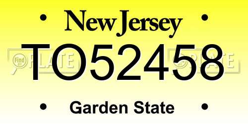 TO52458 New Jersey License Plate