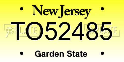 TO52485 New Jersey License Plate