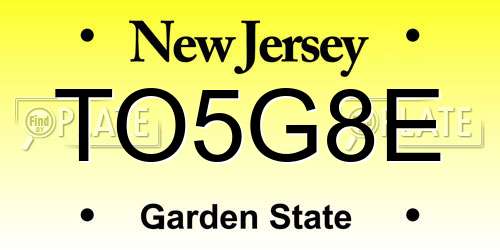 TO5G8E New Jersey License Plate