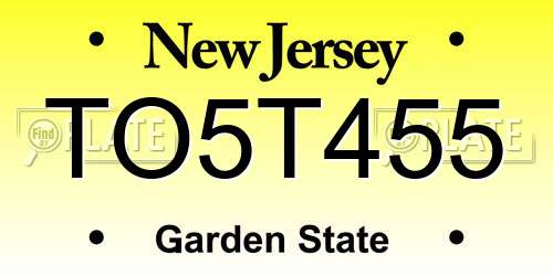 TO5T455 New Jersey License Plate