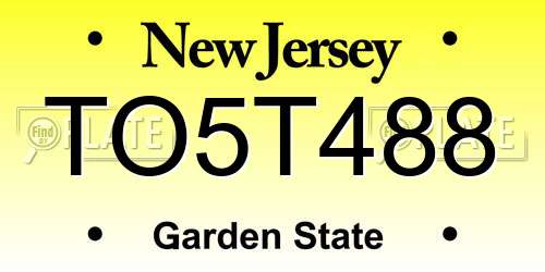 TO5T488 New Jersey License Plate