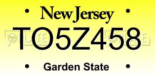 TO5Z458 New Jersey License Plate