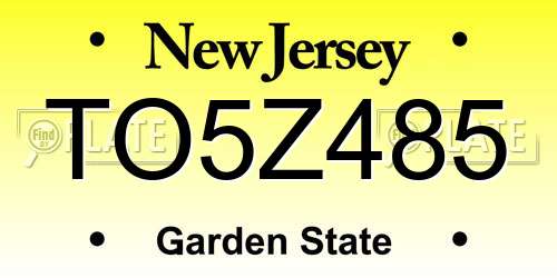 TO5Z485 New Jersey License Plate
