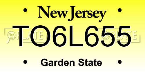 TO6L655 New Jersey License Plate