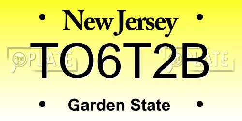 TO6T2B New Jersey License Plate