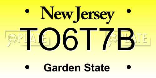 TO6T7B New Jersey License Plate