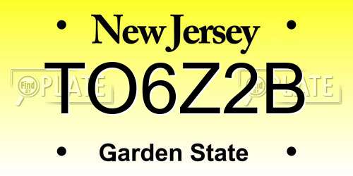 TO6Z2B New Jersey License Plate