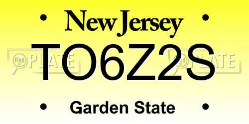 TO6Z2S New Jersey License Plate