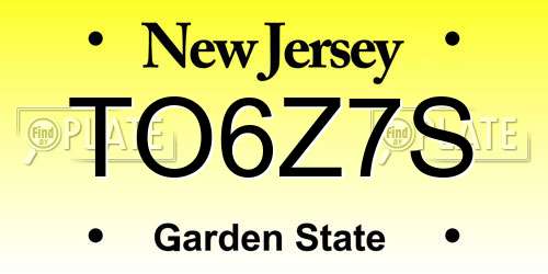 TO6Z7S New Jersey License Plate