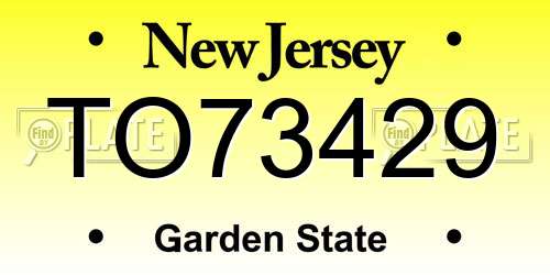 TO73429 New Jersey License Plate