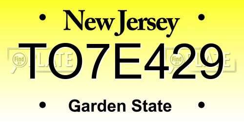 TO7E429 New Jersey License Plate