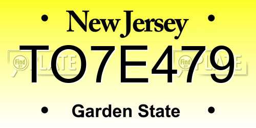 TO7E479 New Jersey License Plate