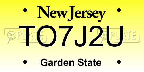 TO7J2U New Jersey License Plate