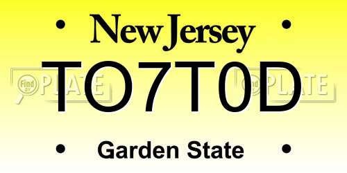 TO7T0D New Jersey License Plate