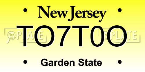 TO7T0O New Jersey License Plate