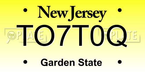 TO7T0Q New Jersey License Plate