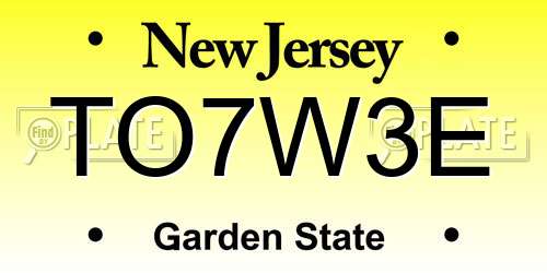 TO7W3E New Jersey License Plate