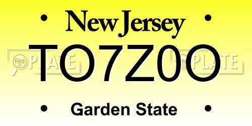 TO7Z0O New Jersey License Plate
