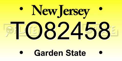 TO82458 New Jersey License Plate