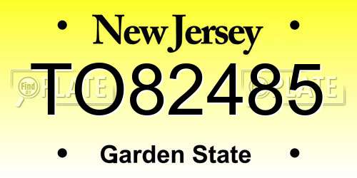 TO82485 New Jersey License Plate