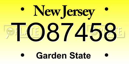 TO87458 New Jersey License Plate