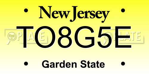 TO8G5E New Jersey License Plate
