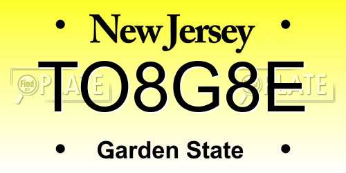 TO8G8E New Jersey License Plate