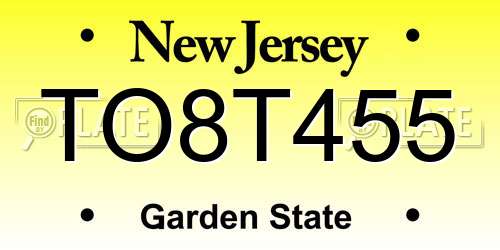 TO8T455 New Jersey License Plate
