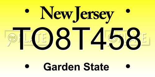 TO8T458 New Jersey License Plate