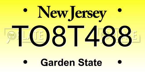 TO8T488 New Jersey License Plate