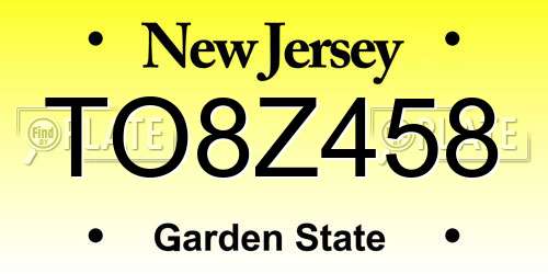 TO8Z458 New Jersey License Plate