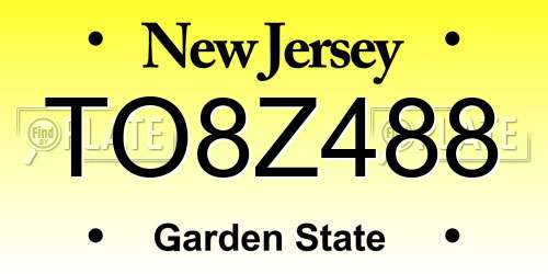 TO8Z488 New Jersey License Plate