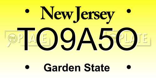 TO9A5O New Jersey License Plate
