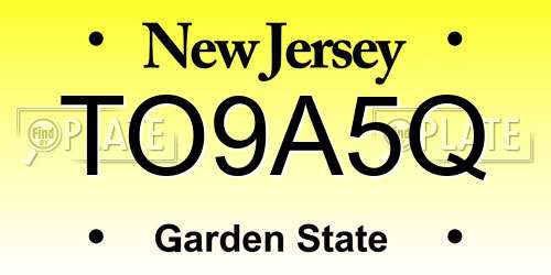 TO9A5Q New Jersey License Plate