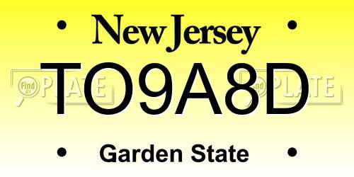 TO9A8D New Jersey License Plate