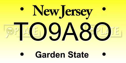 TO9A8O New Jersey License Plate
