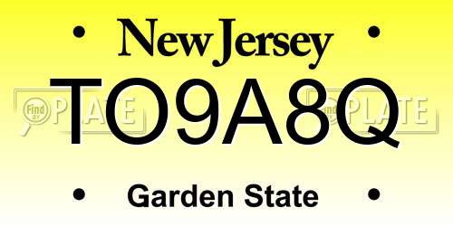 TO9A8Q New Jersey License Plate