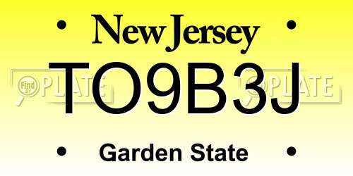 TO9B3J New Jersey License Plate