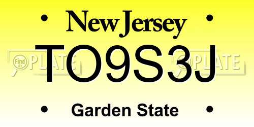 TO9S3J New Jersey License Plate