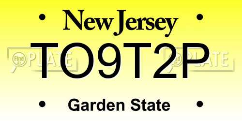 TO9T2P New Jersey License Plate