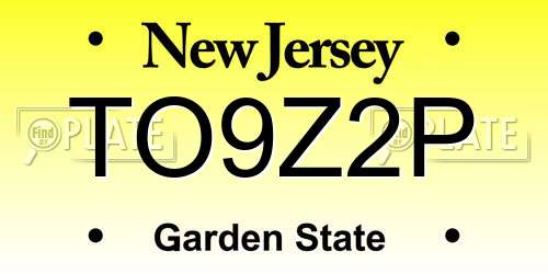 TO9Z2P New Jersey License Plate