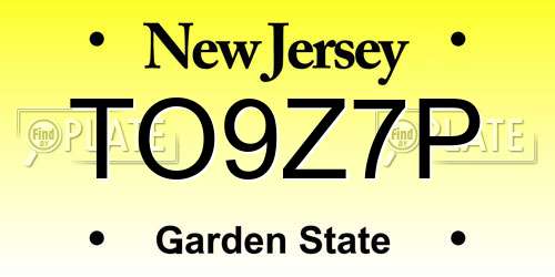 TO9Z7P New Jersey License Plate