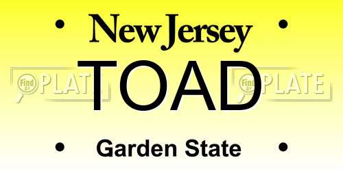 TOAD New Jersey License Plate