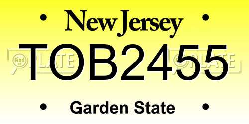 TOB2455 New Jersey License Plate