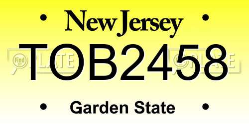 TOB2458 New Jersey License Plate