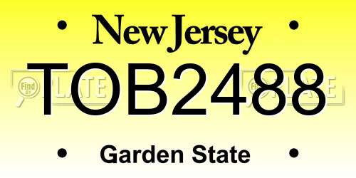TOB2488 New Jersey License Plate