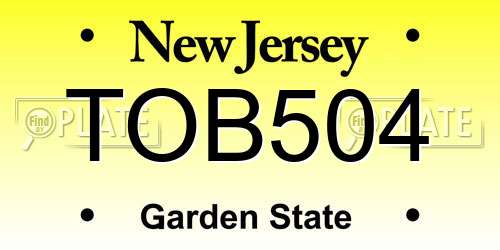 TOB504 New Jersey License Plate